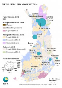 Malminlouhinta Suomen metallimalmikaivoksissa vuonna 2014.